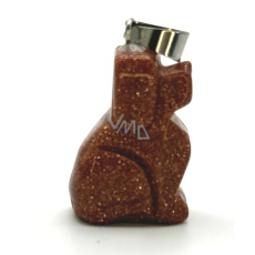 Goldstein Gold Anhänger Hund handgeschliffene Figur 1,8 x 2,5 x 8 mm, Stein der Begierde Goldstein Gold Anhänger Hund handgeschliffene Figur 1,8 x 2,5 x 8 mm, Stein der Begierde