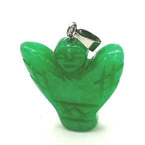 Chalcedon Engel, Engelsflügel Anhänger Naturstein handgeschliffen 25 x 21 x 5 mm, Stein der Liebe, Freude