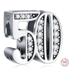 Charme Sterling Silber 925 50. Jahrestag, Perle auf Armband