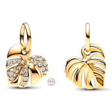 Charms Sterling Silber 925 Tropical Plant Monstera, Pflanzen Armband Anhänger