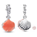 Charm Sterlingové stříbro 925 Mušle 2v1 s korálovou barvou, přívěsek na náramek příroda