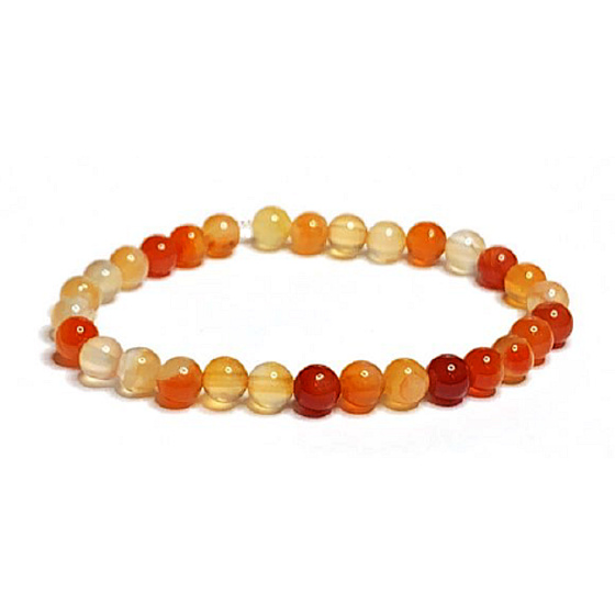 Achat orange Armband elastisch Naturstein, Kugel 6 mm / 16 - 17 cm