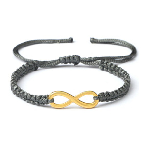 Infinity - Unendlichkeit, Glücksarmband, handgefertigtes Emblem, goldfarben verstellbar