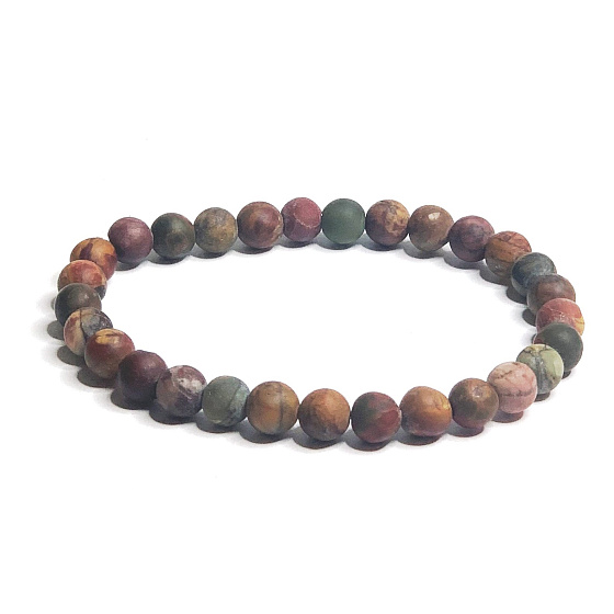 Jaspis Picasso Armband elastischer Naturstein, Kugel 6 mm / 16 - 17 cm, Stein der positiven Energie