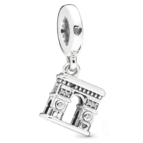 Sterling Silber 925 Arc de Triomphe Anhänger auf Reise-Armband