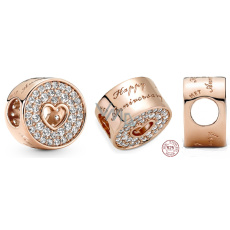 Charme Sterling Silber 925 Rose - Happy Anniversary, Stopper, Clip Bead Armband Liebe Charme Sterling Silber 925 Rose - Happy Anniversary, Stopper, Clip Bead Armband Liebe