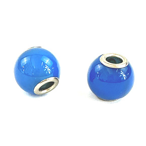 Achat blau, Perlenanhänger rund Naturstein 14 mm, Loch 4,2 mm 1 Stück