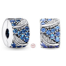 Charme Sterling Silber 925 Gebogene Feder & Pfau, Stopper, Clip Perle auf Armband Natur