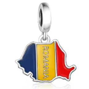 Charm Rumunsko vlajka - houpající se mapa, přívěsek na náramek cestování