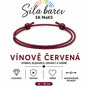 Šňůrkový náramek Síla barev – Vínově červená | Symbol elegance, odvahy a vášně | nastavitelný 16 - 30 cm