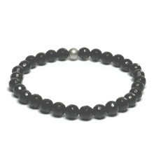 Onyx Facettenarmband elastischer Naturstein, Kugel 6 mm / 16 - 17 cm, Lebenskraftstein