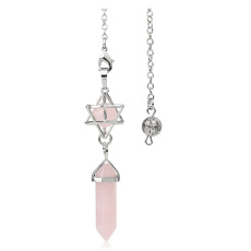 Rosenquarz Merkaba + Pendel, Naturstein-Anhänger 71 x 8 x 8 mm