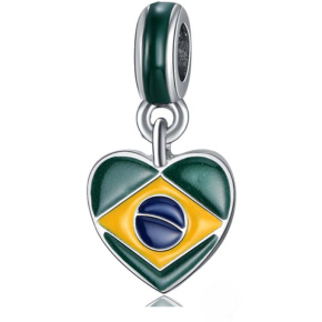Charm Sterlingsilber 925 Brasilien Flagge Herz - Ich liebe Brasilien, Kaffeebohne, Anhänger für Armband Reisen Charm Sterlingsilber 925 Brasilien Flagge Herz - Ich liebe Brasilien, Kaffeebohne, Anhänger für Armband Reisen