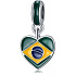 Charm Sterlingsilber 925 Brasilien Flagge Herz - Ich liebe Brasilien, Kaffeebohne, Anhänger für Armband Reisen