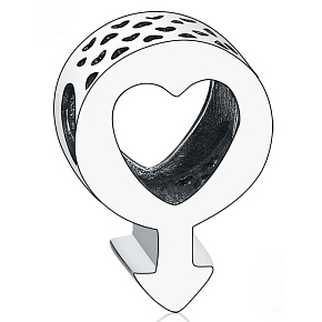 Charm Sterling Silber 925 Männlich Symbol, Herz, Perle auf Armband Symbol