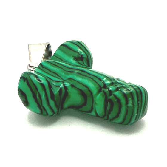 Malachit Penis für Glück, handgeschliffener Anhänger ca. 11 x 22 mm, Stein der erfüllten Wünsche