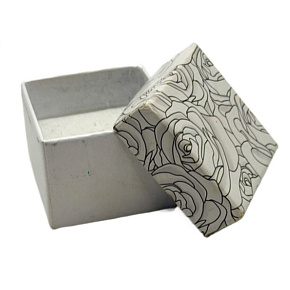 Krabička karton s houbičkou na šperky šedá s potiskem 4 x 4 x 2,5 cm