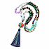 108 Mala 7 Chakra Halskette, NOC Meditationsschmuck, Naturstein, elastisch, Quaste 8 cm, Perle 6+8 mm