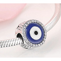 Charm Sterling Silber 925 Griechisch blaues Auge, Schutzamulett, Perle auf Armband Symbol
