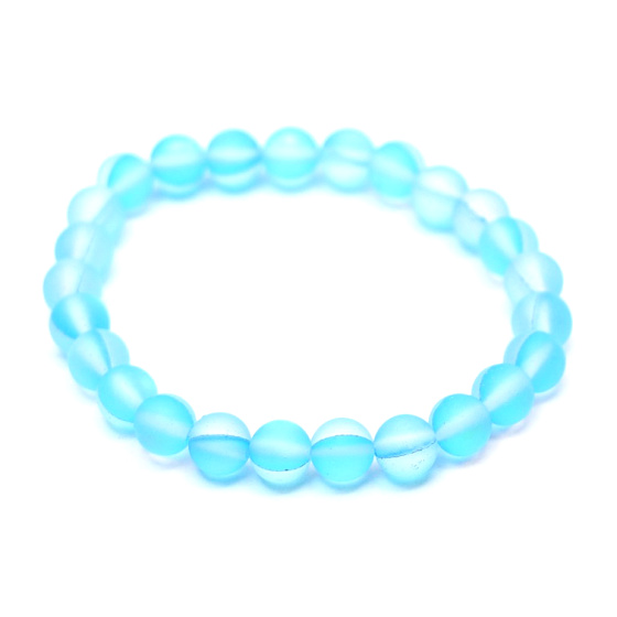 Opalit Türkis matt Armband elastisch, Kunststeinkugel 6 mm / 16 cm, für Kinder, Wunsch- und Hoffnungsstein