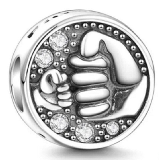 Charme Sterling Silber 925 Faust - Gruß, Perle für Freundschaftsarmband
