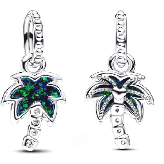Charms Sterling Silber 925 Palme, Natur Armband Anhänger