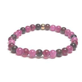 Turmalin Rubelit rosa Armband elastisch Naturstein, Kugel 6 mm / 16-17 cm, Wächter der guten Laune