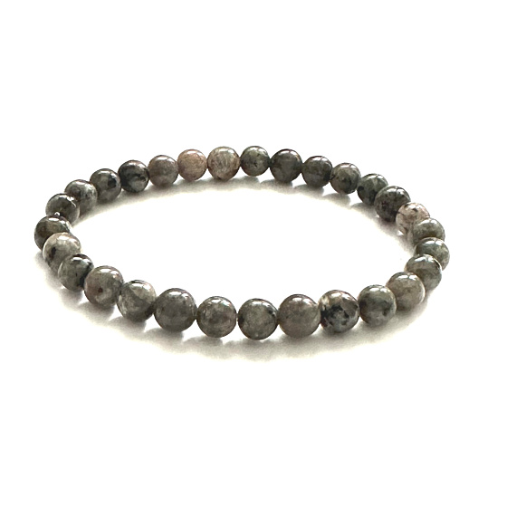 Yooperlite Armband elastisch Naturstein, Kugel 6 mm / 16 - 17 cm