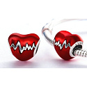 Charme Sterling Silber 925 Heartbeat rote Glasur Perle auf Armband Liebe