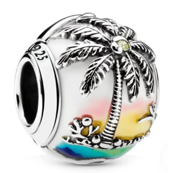 Sterling Silber 925 Sommerurlaub - Sonnenuntergang, Reisearmband Perle