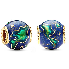 Charm Sterlingsilber 925 Planet Erde, Anhänger für Armband Weltraum