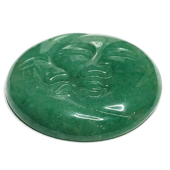 Avanturin grünes Sonnengesicht und Mond handgeschnitzter Naturstein 5 cm, Glücksstein