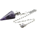 Amethyst lila Pendel Naturstein 3,5 cm + Kette mit Kugel 18 cm, Stein der Könige und Bischöfe
