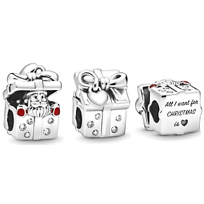 Charm Sterling Silber 925 Santa in Geschenkbox, Perle auf Armband Weihnachten Charm Sterling Silber 925 Santa in Geschenkbox, Perle auf Armband Weihnachten