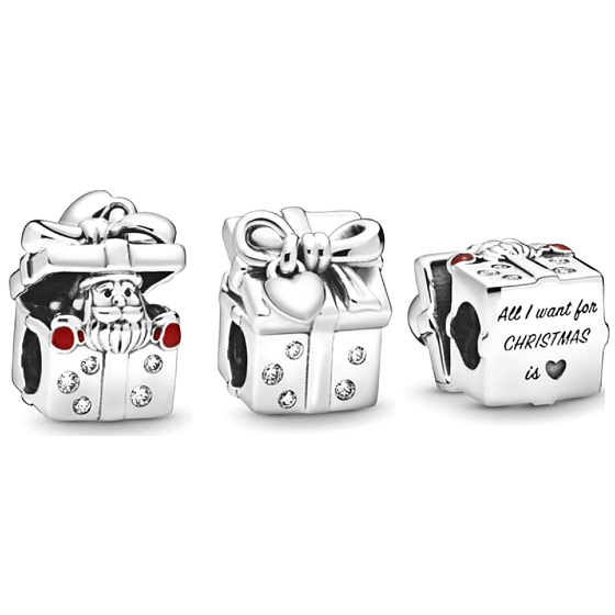 Charm Sterling Silber 925 Santa in Geschenkbox, Perle auf Armband Weihnachten