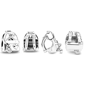 Charm Sterling Silber 925 Rucksack Tasche, Perlenarmband Interessen