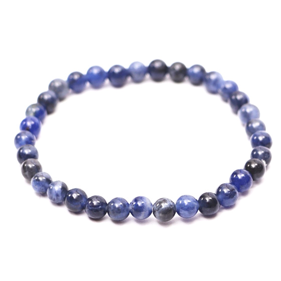 Sodalith-Armband elastisch Naturstein, Kugel 4 mm / 15 cm, für Kinder, Stein Kommunikation