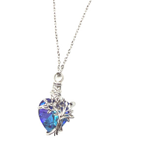 Pamětní, pietní urnový přívěsek, Strom života s modrým krystalem, voděodolné, nerezová ocel