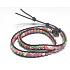 Marmor Rose Rot Leder Braun Armband Naturstein Wickelperle handgestrickt 6 mm / ca. 34 cm + 5 cm