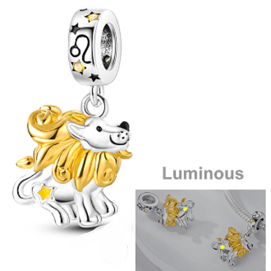 Sterling Silber 925 leuchtend - Sternzeichen Löwe, Anhänger für Armband