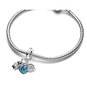 Charm Sterling Silber 925 Weltkarte in Herz, Kompass, Kamera 3in1, Reise-Armband-Anhänger