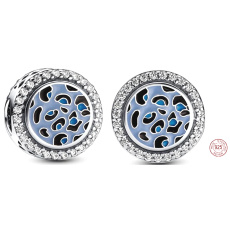 Charme Sterling Silber 925 Blauer Leopard Charme, Perle am Tierarmband
