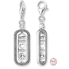 Charm Sterling silver925 Love and Peace - rotierendes Symbol, Karabinerhaken-Anhänger am Liebesarmband
