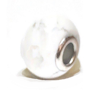 Magnesit / Howlit weiß Anhänger rund Naturstein 14 mm, Loch 4,2 mm 1 Stück, Reinigungsstein