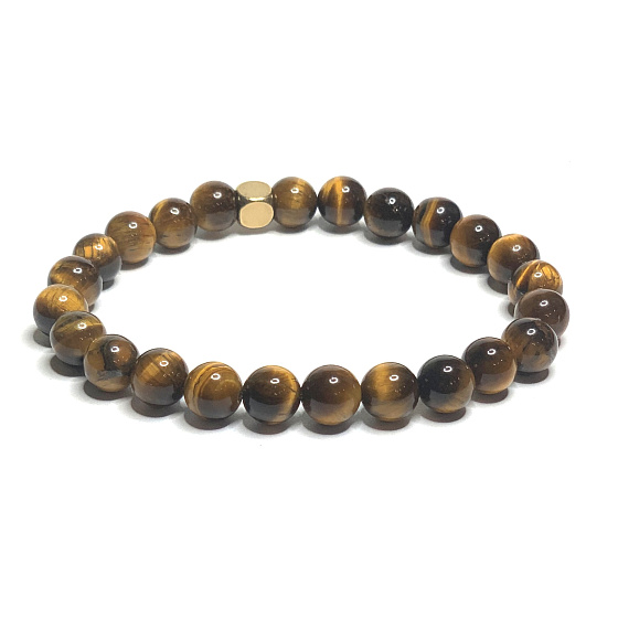 Tigerauge Armband elastisch Naturstein, 8 mm / 18 cm, Sonne und Erde Stein, bringt Glück und Reichtum
