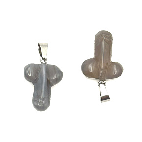 Achat Penis zum Glück, Anhänger Naturstein handgeschliffen ca. 11 x 22 mm