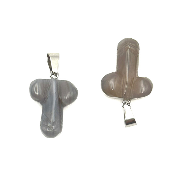 Achat Penis zum Glück, Anhänger Naturstein handgeschliffen ca. 11 x 22 mm