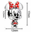 Charm Sterling Silber 925 Disney Minnie Mouse Maus mit Polka Dot Kleid und Schleife, Perle am Armband