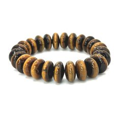 Tigerauge gelb Armband elastischer Naturstein, 14 mm / 16-17 cm, Stein der Sonne und der Erde, bringt Glück und Reichtum