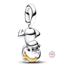 Charms Sterling Silber 925 Freundlicher Affe, Tierarmbandanhänger